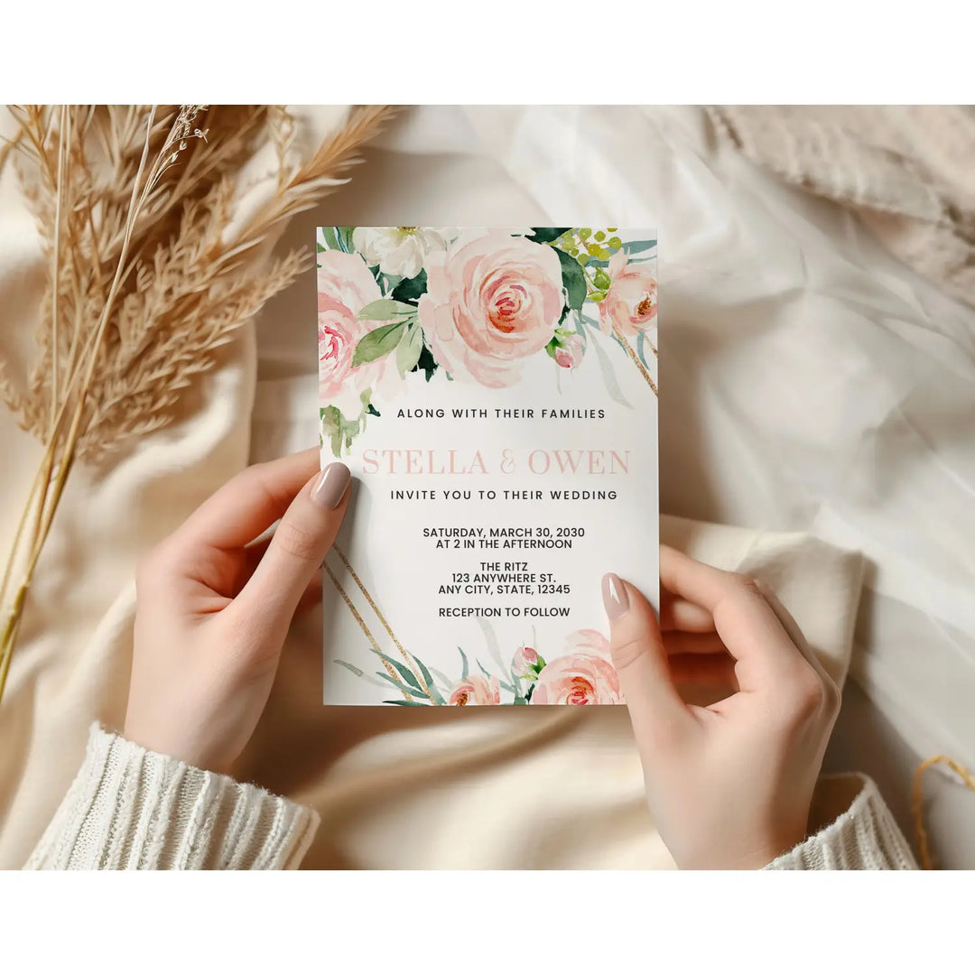 Graceful floral personalized invitations for elegant celebrations
