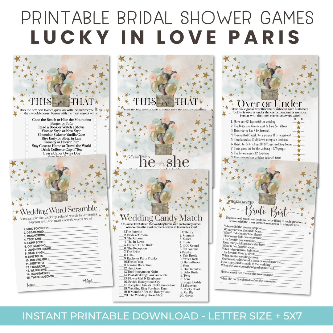 Paris dreaming bridal shower instant download game printable wedding games fun for guests easy to print pdf - party
