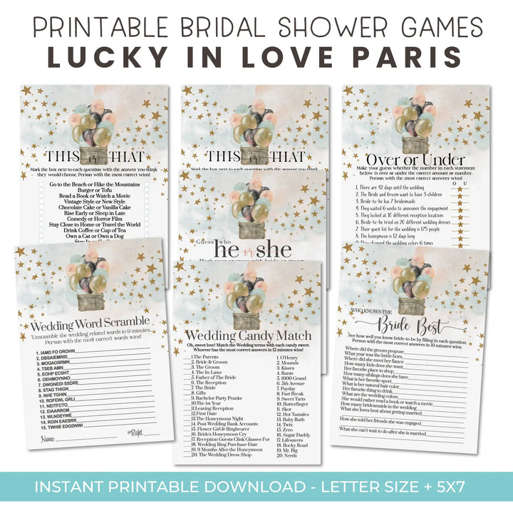 Paris dreaming bridal shower instant download game printable wedding games fun for guests easy to print pdf - party