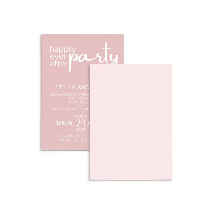 Peony Happily Ever After Reception Party Invitations Personalized Pink and White - Paper Clever Party