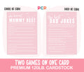 Pink Baby Shower Game Set - Who Knows Mommy Best & Dad Jokes, Modern Minimalist, 25 Pack - Paper Clever Party