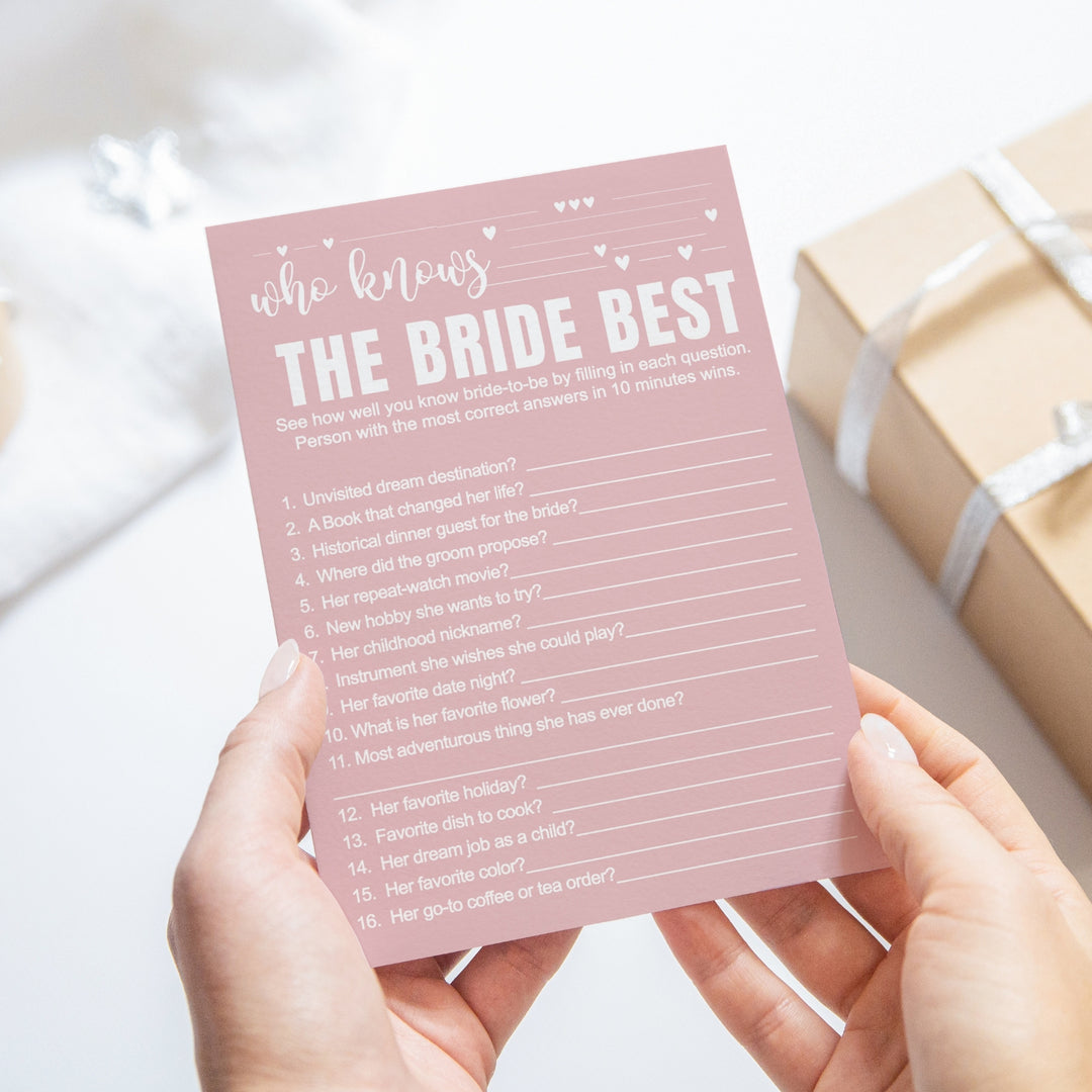 Pink Majesty Bridal Shower Game Bundle 2-in-1 - Who Knows the Bride Best & What Did the Groom Say - 25 Pack - Paper Clever Party