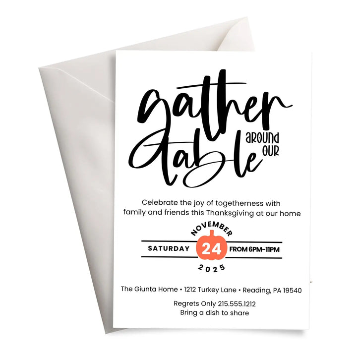 Personalized thanksgiving invitations fall party autumn theme cards printed or printable