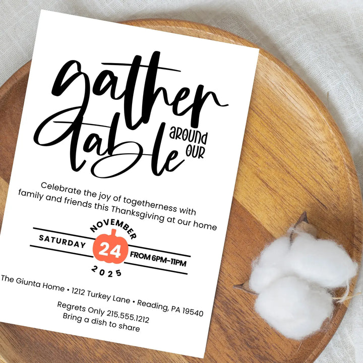 Personalized thanksgiving invitations fall party autumn theme cards printed or printable