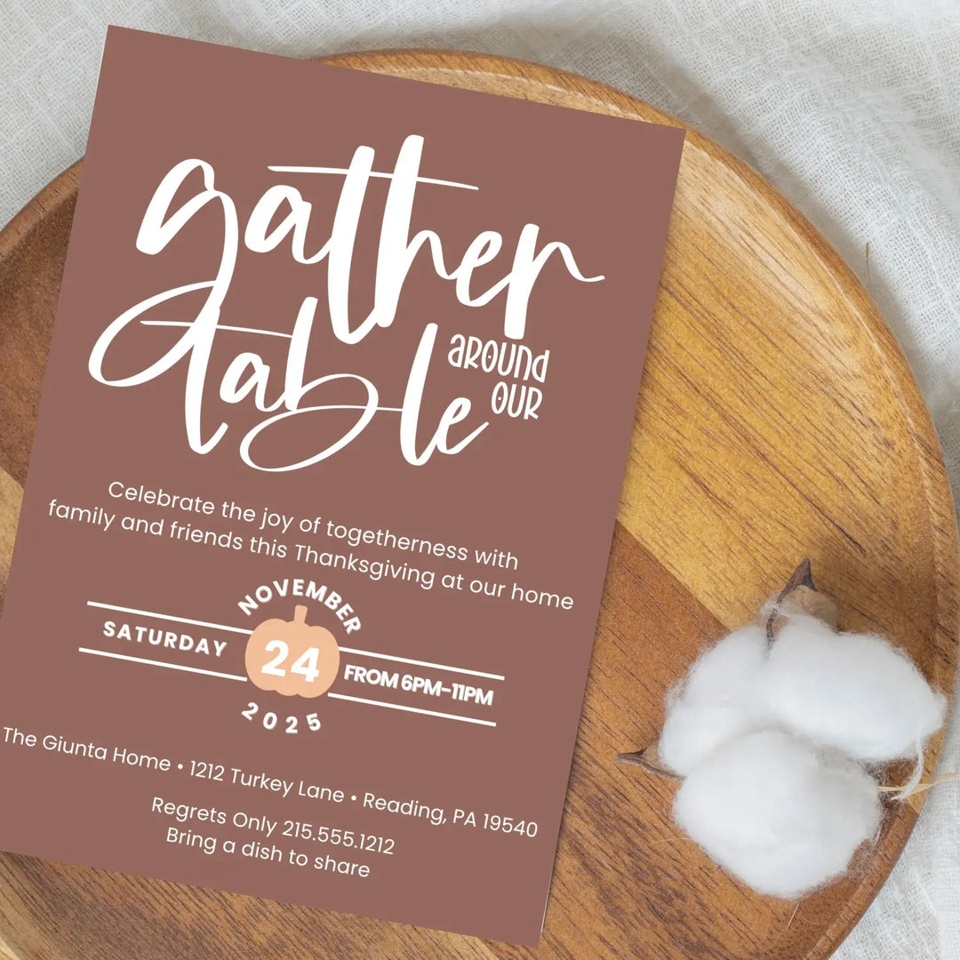 Personalized thanksgiving invitations fall party autumn theme cards printed or printable