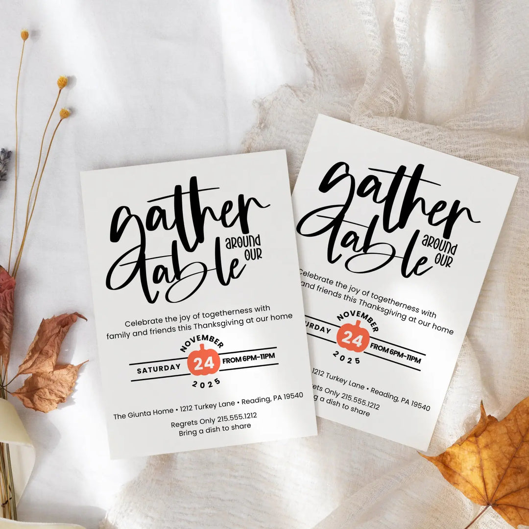 Personalized thanksgiving invitations fall party autumn theme cards printed or printable