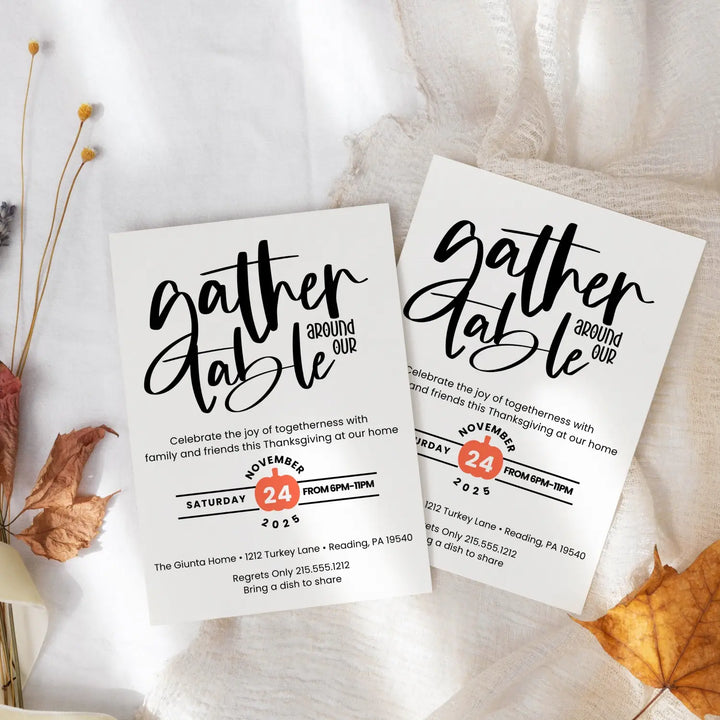 Personalized thanksgiving invitations fall party autumn theme cards printed or printable