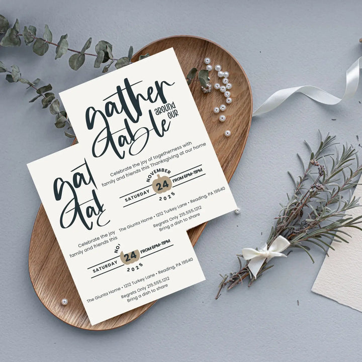 Personalized thanksgiving invitations fall party autumn theme cards printed or printable