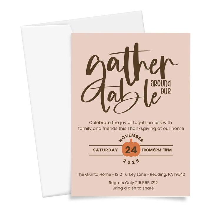 Personalized thanksgiving invitations fall party autumn theme cards printed or printable