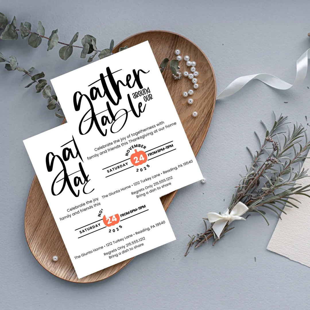 Personalized thanksgiving invitations fall party autumn theme cards printed or printable