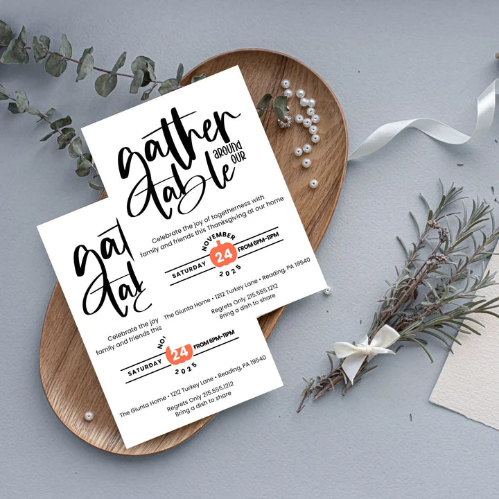 Personalized thanksgiving invitations fall party autumn theme cards printed or printable