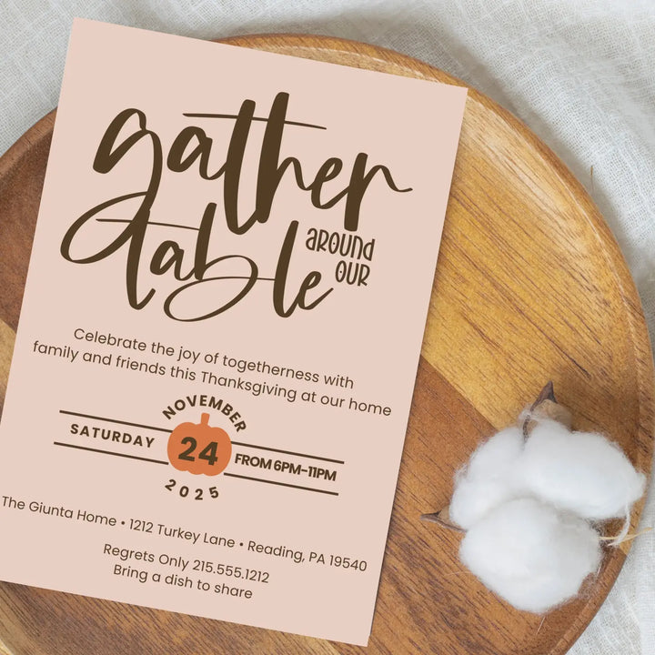 Personalized thanksgiving invitations fall party autumn theme cards printed or printable