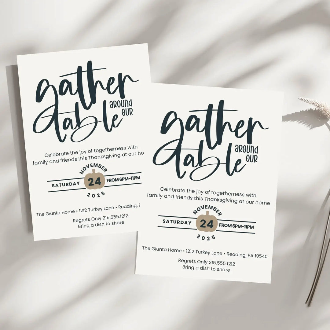 Personalized thanksgiving invitations fall party autumn theme cards printed or printable