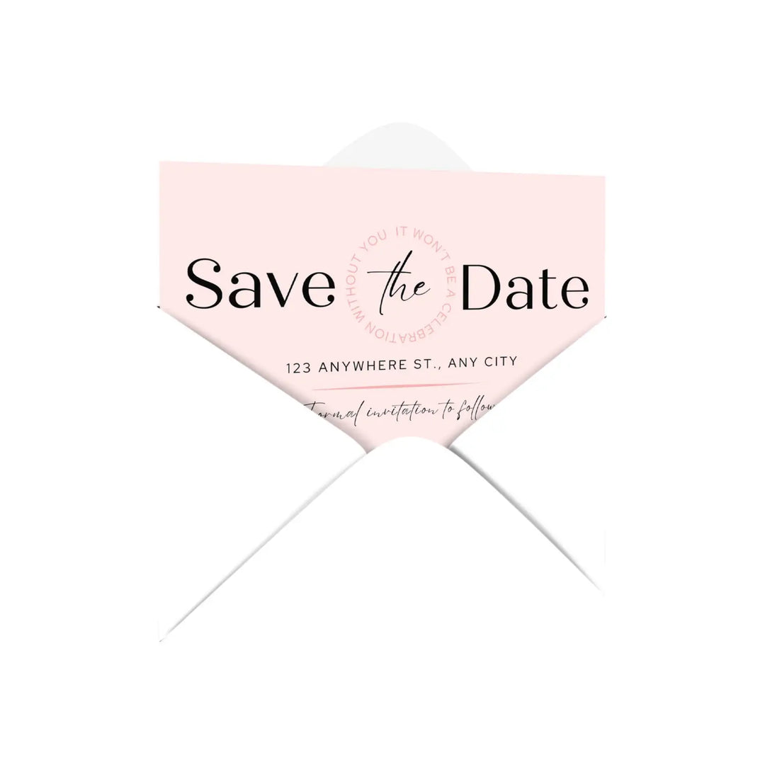 Custom Pink and White Save the Date Cards - Personalized 4x6 Inch Invitations with Elegant Typography and White Envelopes - Perfect for Weddings, Birthdays, and Showers