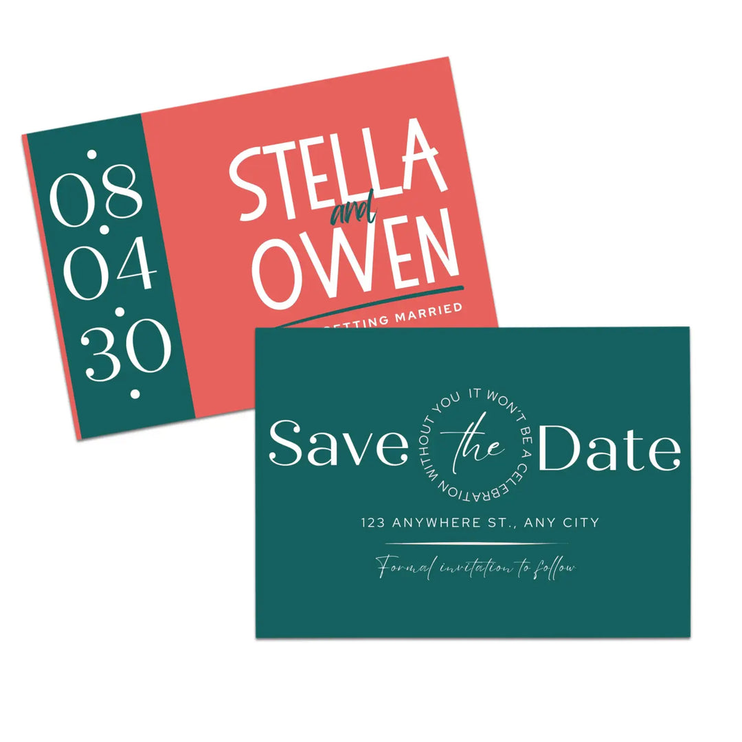 Custom Enchanted Green and Ruby Save the Date Cards - Personalized 4x6 Inch Invitations with Elegant Typography and White Envelopes - Perfect for Weddings, Birthdays, and Showers