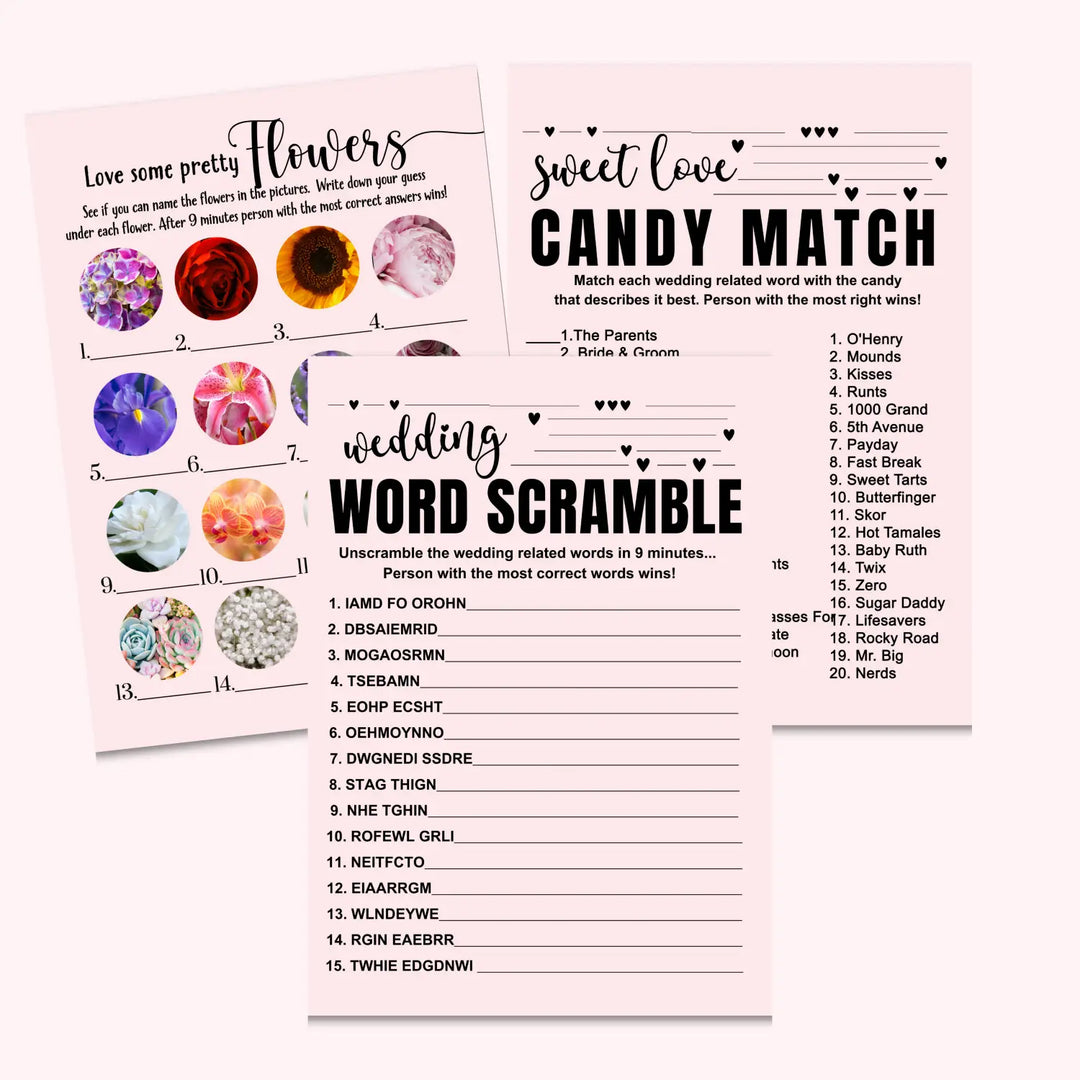 Pink and black bridal shower game instant download modern simple digital printable fun for wedding celebrations pdf