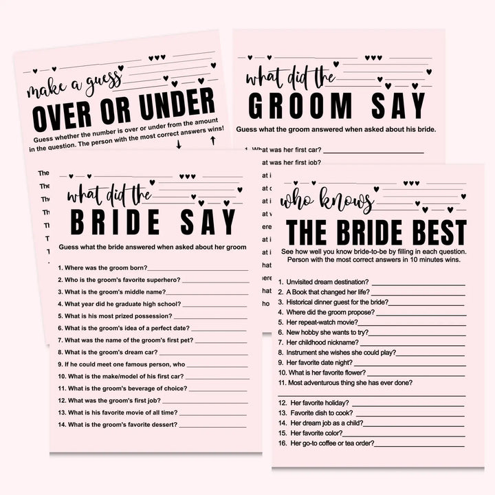 Pink and black bridal shower game instant download modern simple digital printable fun for wedding celebrations pdf