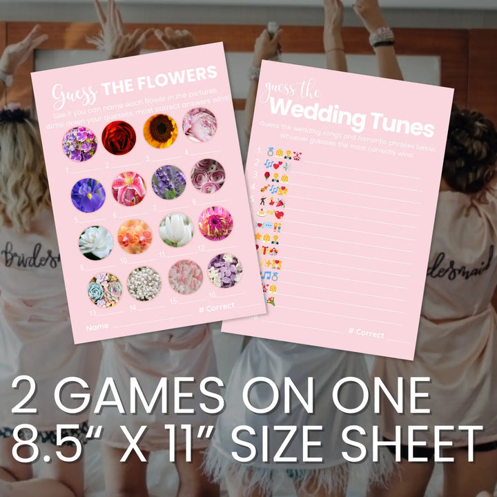 Pink bliss bridal shower game bundle - instant download of 4 fun wedding games with answer keys - party