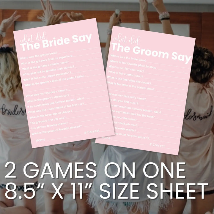 Pink bliss bridal shower game bundle - instant download of 4 fun wedding games - party