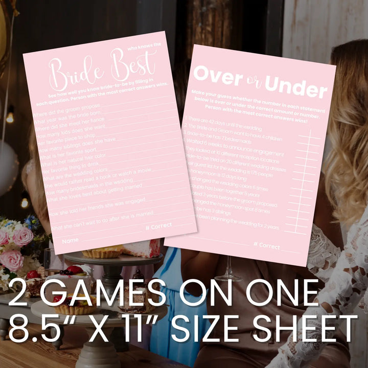 Pink bliss bridal shower game bundle - instant download of 4 fun wedding games - party