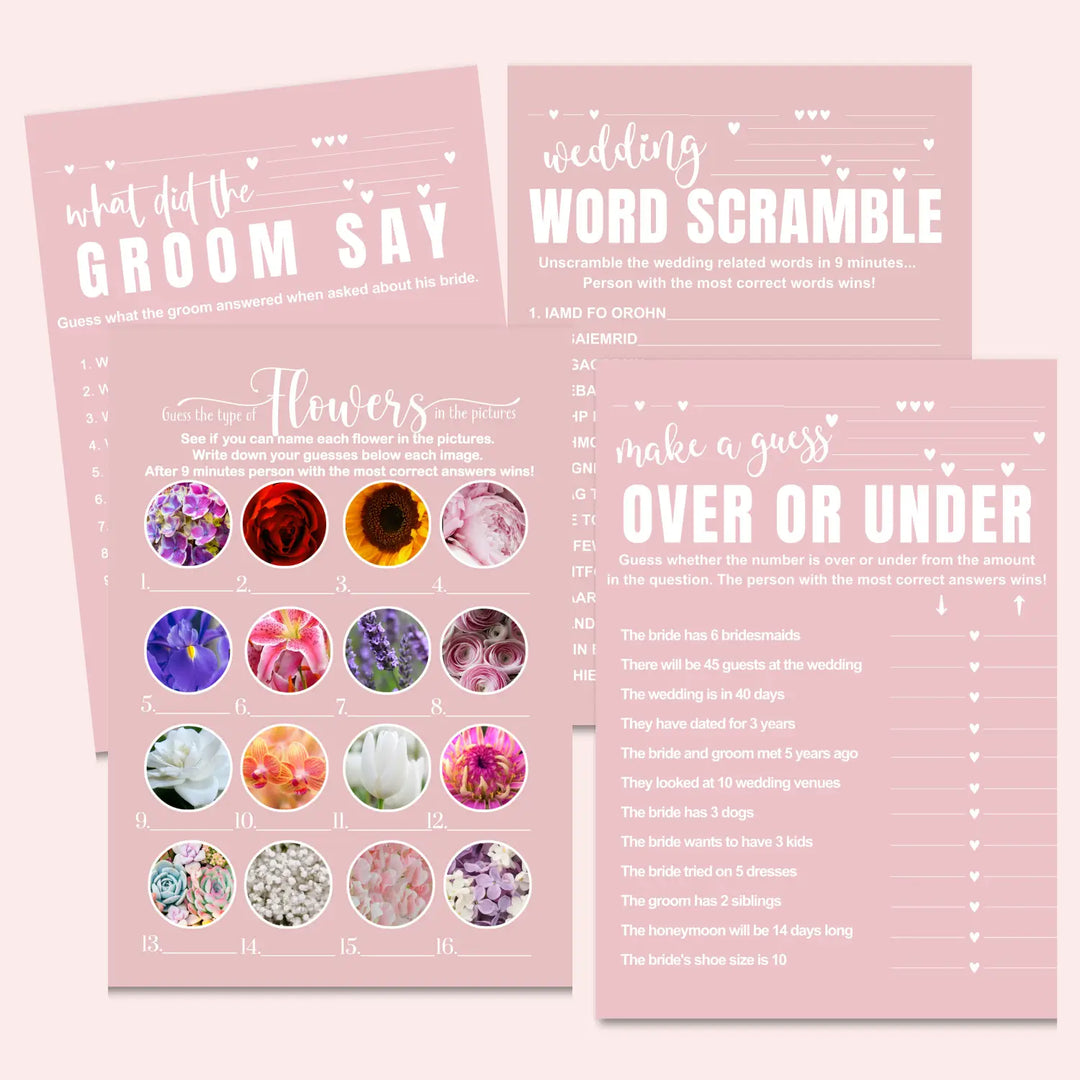 Pink bridal shower game instant download modern simple hued diy instantly printable fun for wedding celebrations pdf