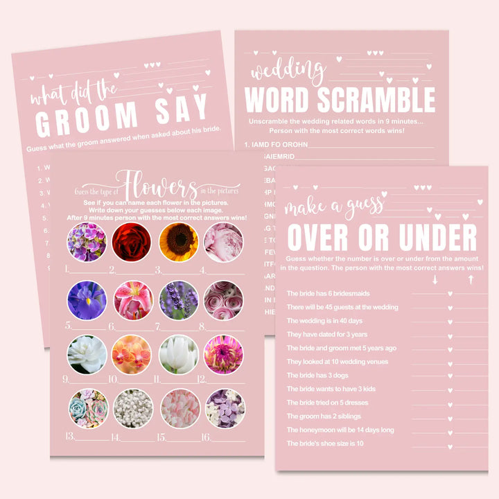 Pink bridal shower game instant download modern simple hued diy instantly printable fun for wedding celebrations pdf