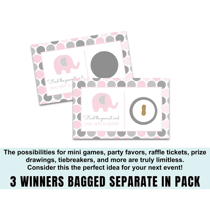 Pink Elephant Scratch Off Game Cards (28 Pack) - Delightful Baby Shower Fun - Paper Clever Party