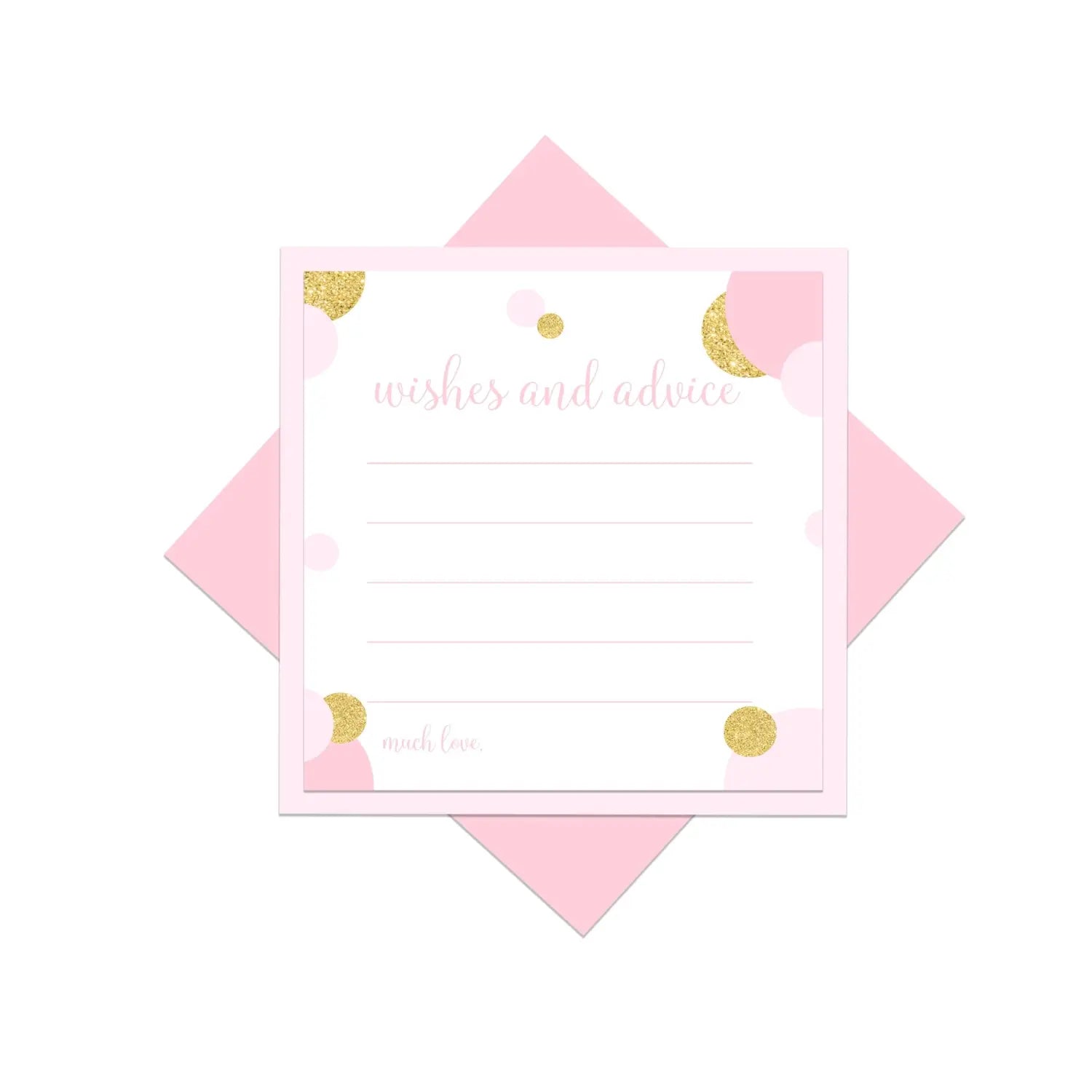 Pink and gold advice cards 25 pack - fun bridal shower activity best wishes graduation congratulations new parents baby