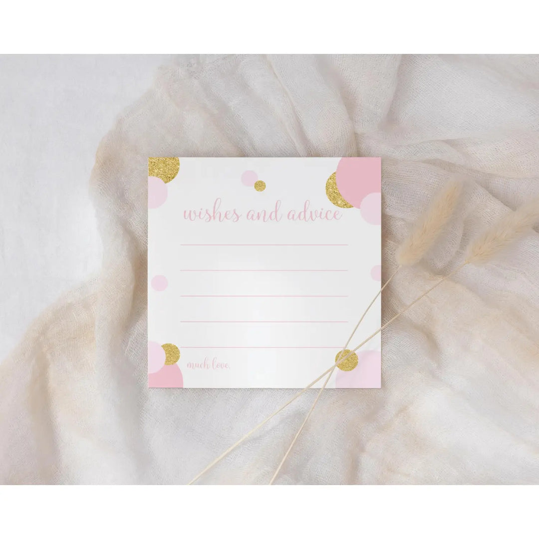 Baby Shower Advice Cards - Pink & Gold Little Star Princess Theme - Paper Clever Party