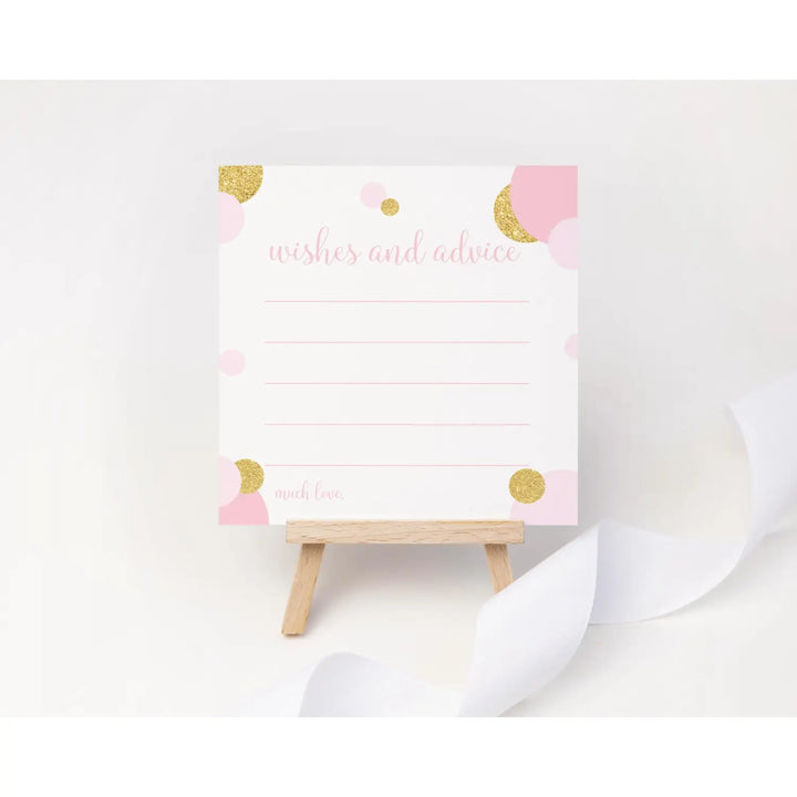 Baby Shower Advice Cards - Pink & Gold Little Star Princess Theme - Paper Clever Party