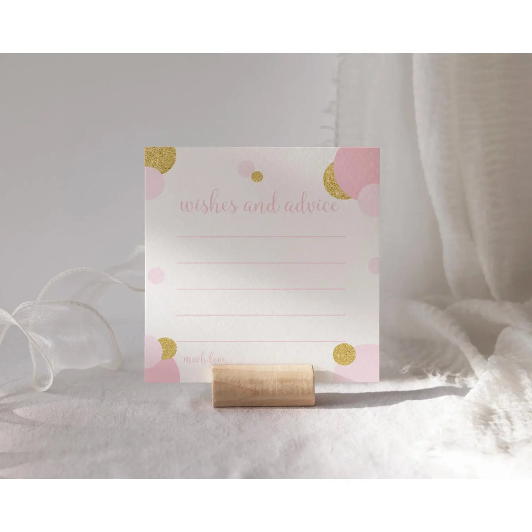 Baby Shower Advice Cards - Pink & Gold Little Star Princess Theme - Paper Clever Party