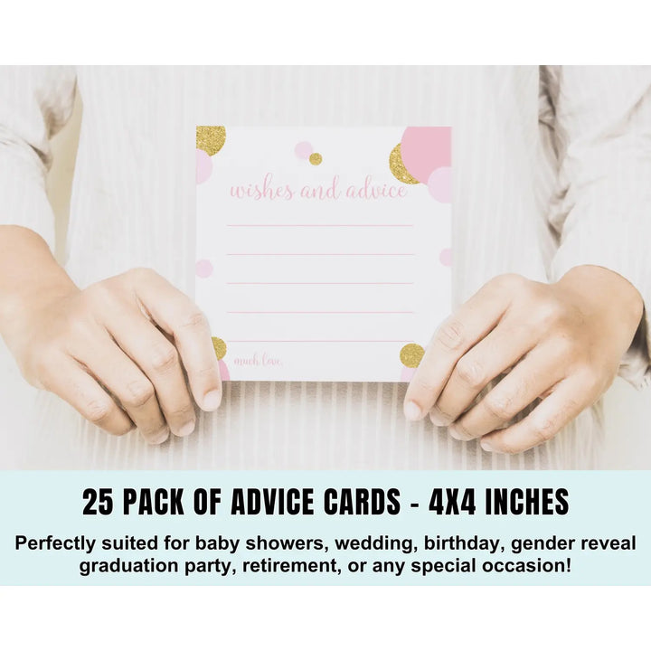 Baby Shower Advice Cards - Pink & Gold Little Star Princess Theme - Paper Clever Party