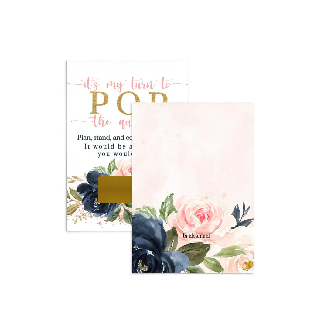 Pink and Gold Floral ‘Pop the Question’ Bridesmaid Cards (12-Pack) - Paper Clever Party