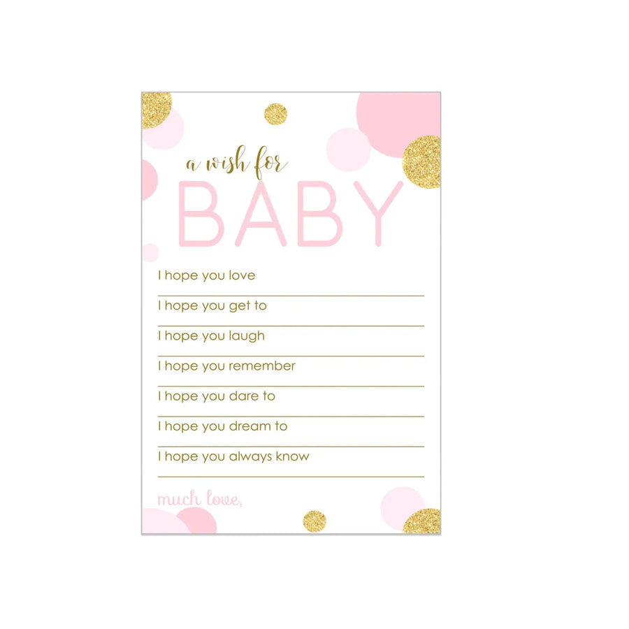 Pink & Gold Girl Baby Shower Advice Cards - 20-Pack Keepsake Wishes, 4x6 Memory Activity Set - Paper Clever Party