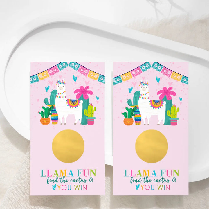 Pink Llama Fiesta Scratch Off Game (30 Pack) - Girls Baby Shower, Cute Animal Birthday, Prize Drawings - Paper Clever Party