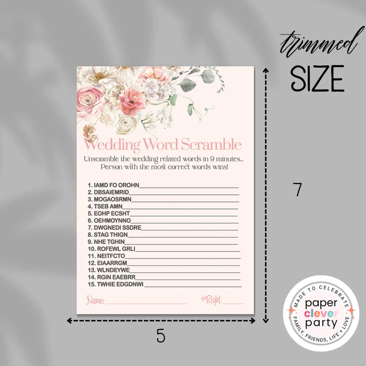 Pink peonies bridal shower instant download game printable wedding games fun for guests easy to print pdf - party