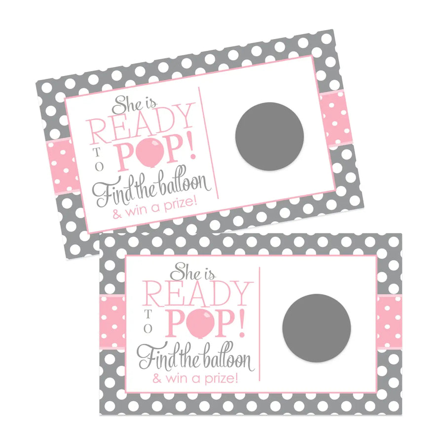 Pink Pop Baby Shower Scratch Off Game Cards (30 Pack) - Sweet Celebration Games - Paper Clever Party