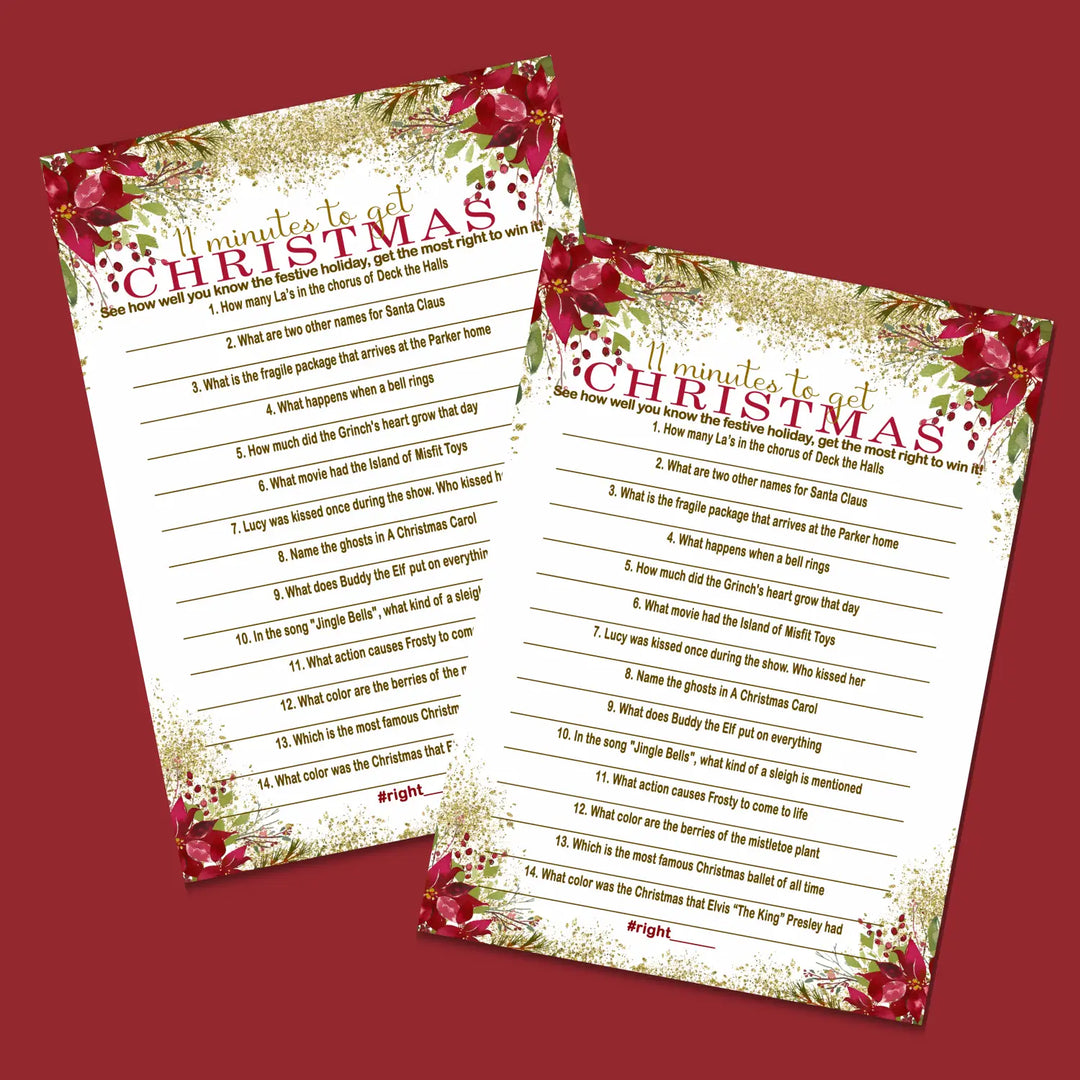 Pointsettia christmas trivia printable holiday game instant download fun for all - party games