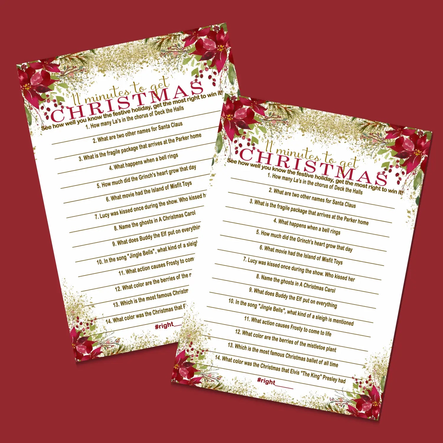 Pointsettia christmas trivia printable holiday game instant download fun for all - party games