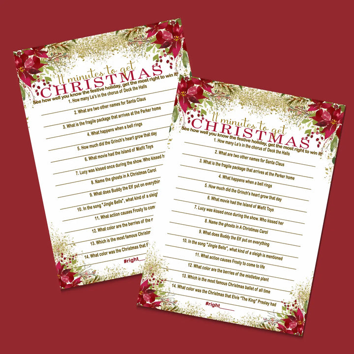 Pointsettia christmas trivia printable holiday game instant download fun for all - party games