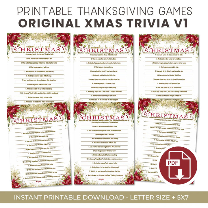Pointsettia christmas trivia printable holiday game instant download fun for all - party games