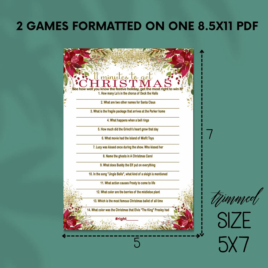 Pointsettia christmas trivia printable holiday game instant download fun for all - party games