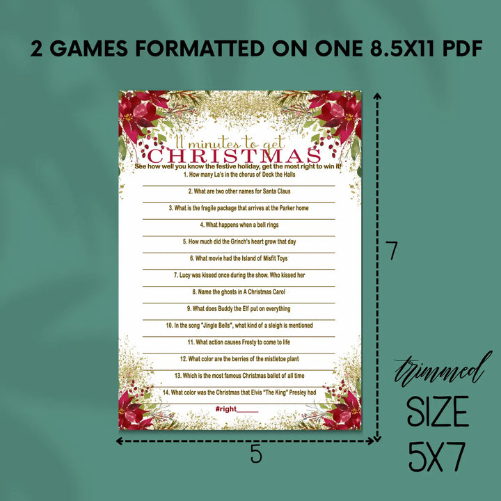 Pointsettia christmas trivia printable holiday game instant download fun for all - party games