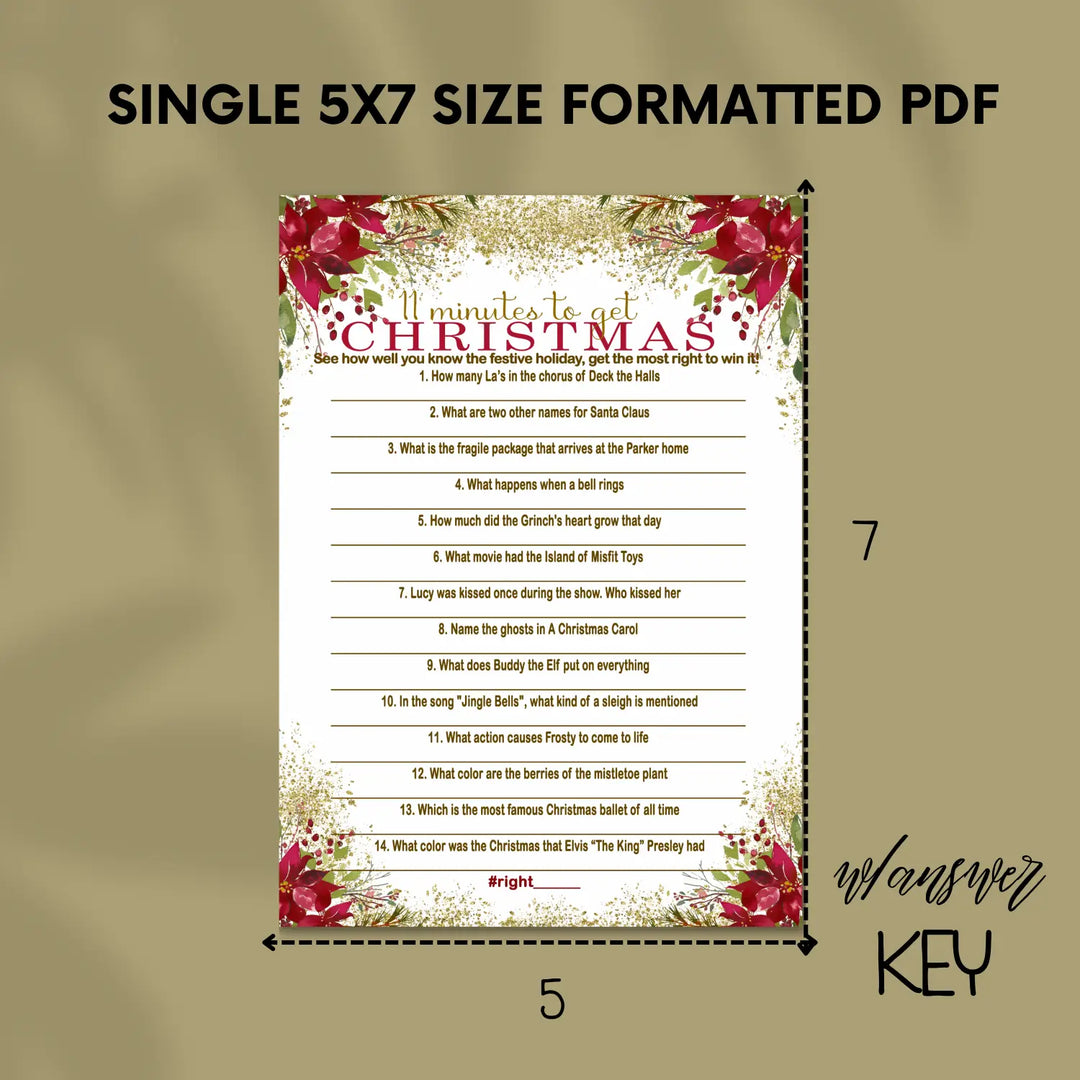 Pointsettia christmas trivia printable holiday game instant download fun for all - party games
