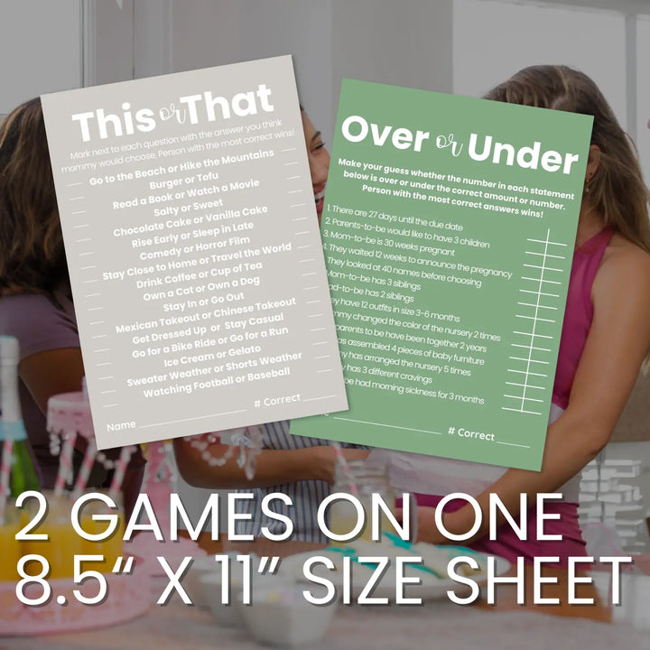 Printable baby shower game bundle - mommy best over under this or that guess who - instant download pdf seaglass
