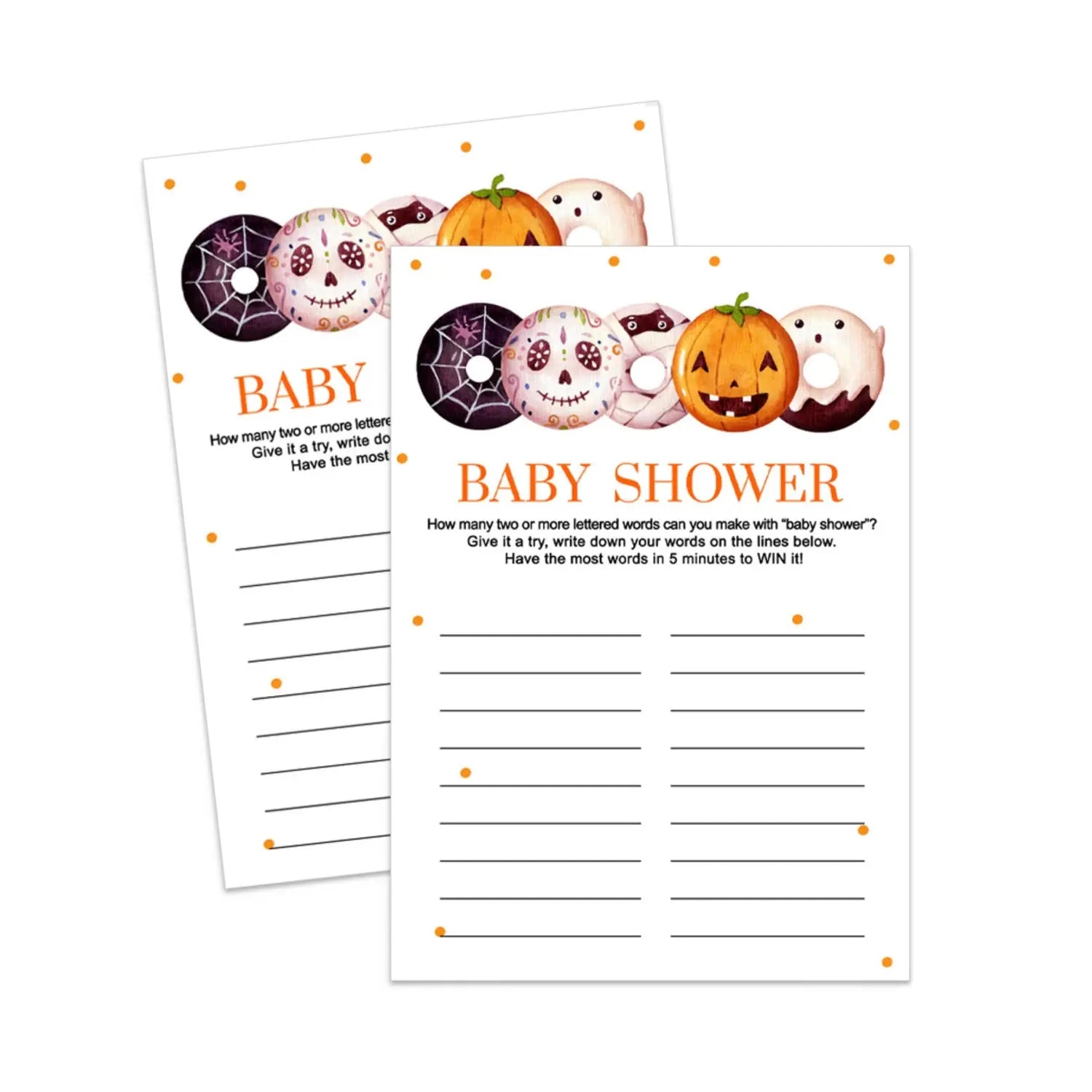 Printable baby shower game - little pumpkin word challenge - party games