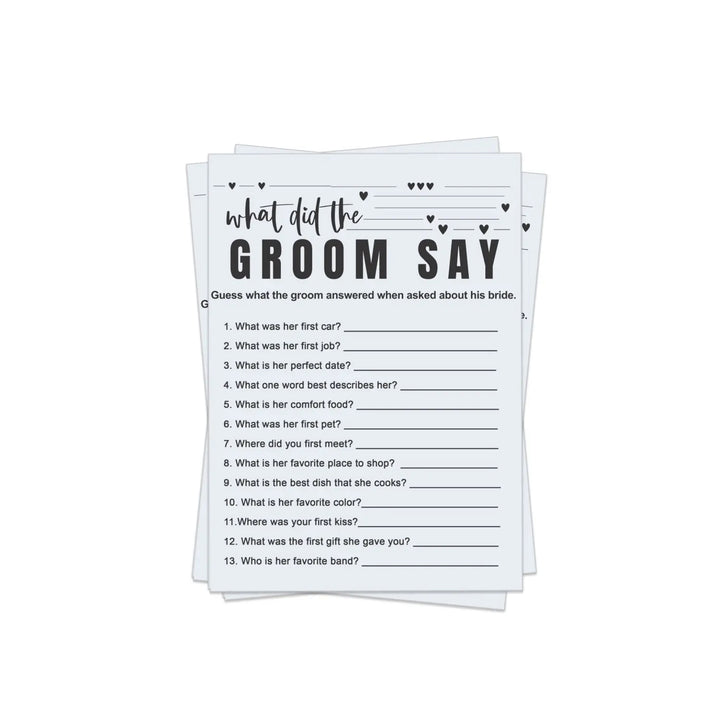 Printable Bridal Shower Game - Modern Blue 'What Did the Groom Say' - Instant PDF Download - Paper Clever Party