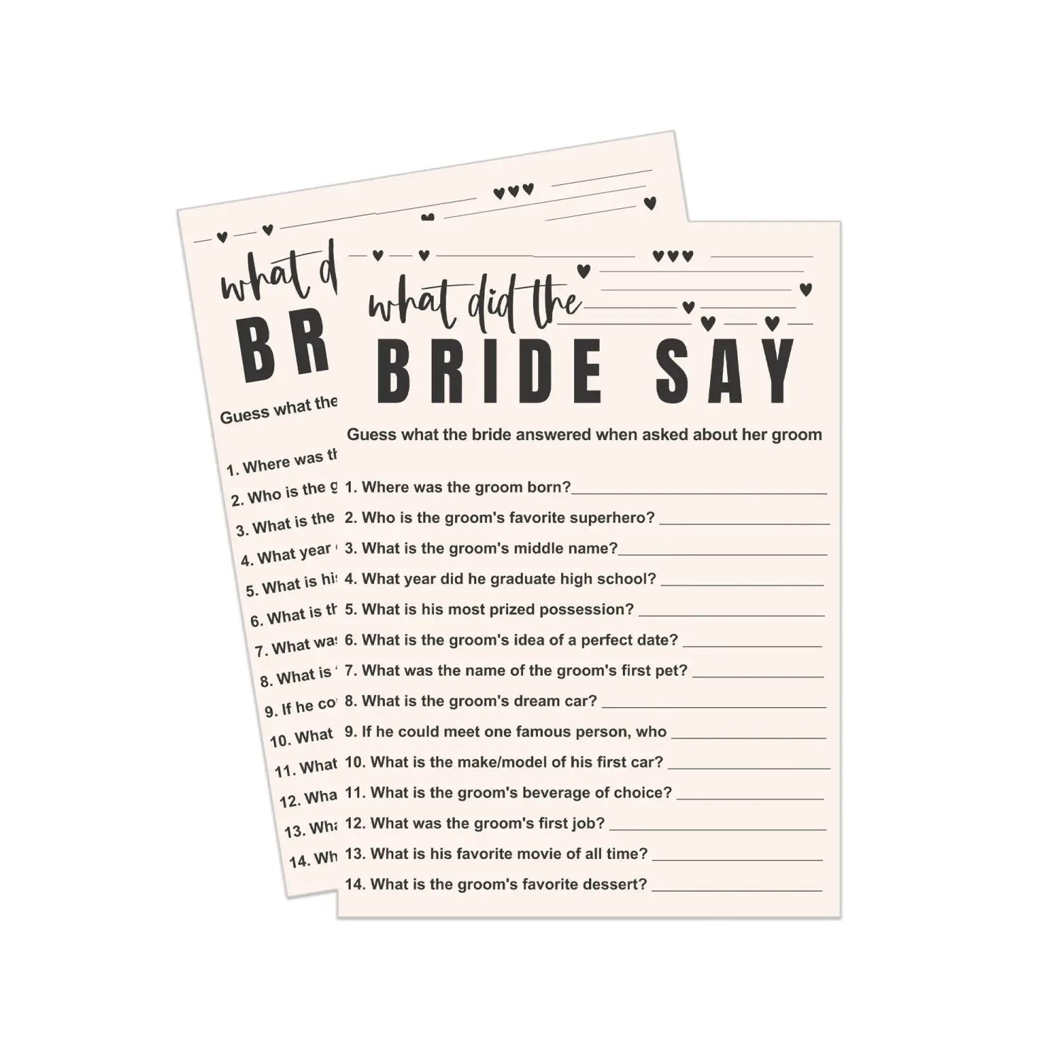 Printable ’he said she said’ bridal shower game - bohemian bliss theme - party games