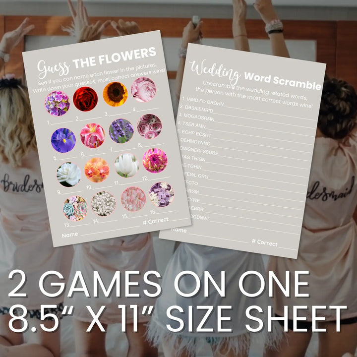 Printable wedding game bundle 4 fun activities - instant download - elegant modern taupe theme - party games