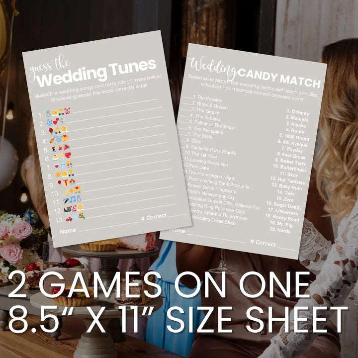Printable wedding game bundle 4 fun activities - instant download - elegant modern taupe theme - party games